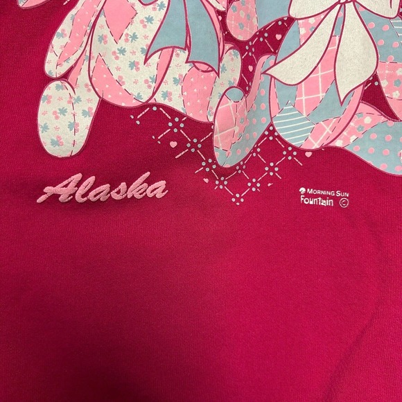 VTG Morning Sun Sweatshirt Women Extra Large Pink Collared Retro Ribbon Pullover - Picture 4 of 11